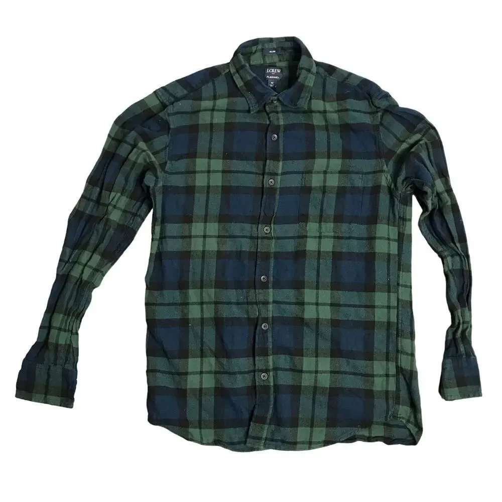 J.Crew‎ Mens Green Slim Flannel Size: M